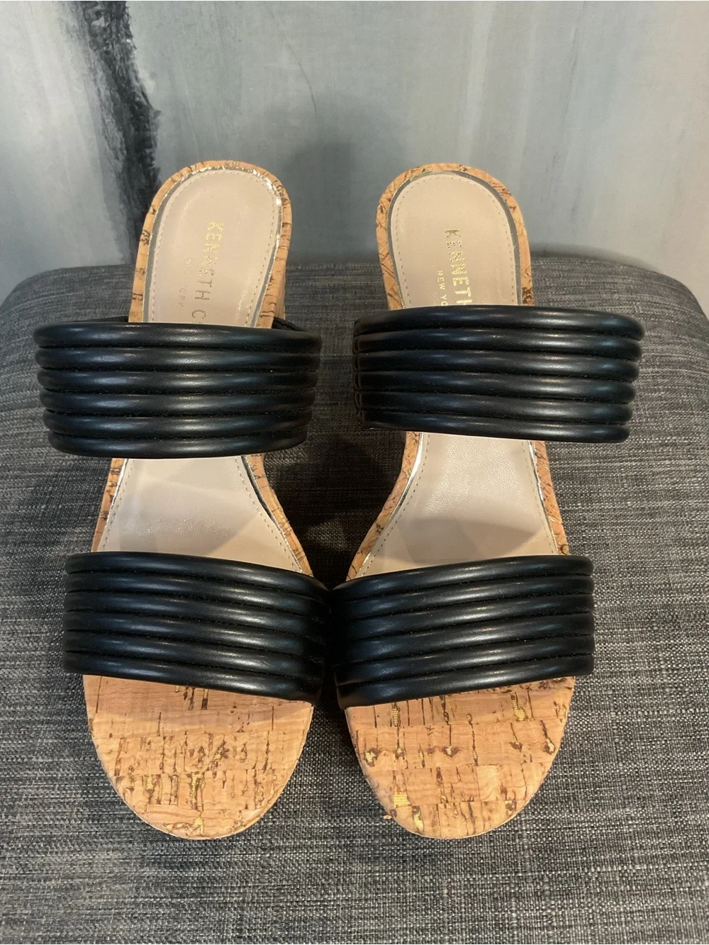 Kenneth Cole New York Cailyn Cork Wedge Sandal in Black - Size 8 (NIB)